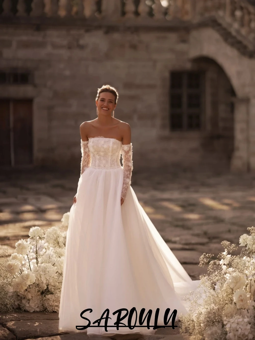 SAROULU Dreamy Floral Lovely A Line Customized Bridal Gown Beautiful Off-the-shoulder Bride Romantic Plus Size Wedding Dress
SAROULU Dreamy Floral Lovely A Line Customized Bridal Gown Beautiful Off-the-shoulder Bride Romantic Plus Size Wedding Dress