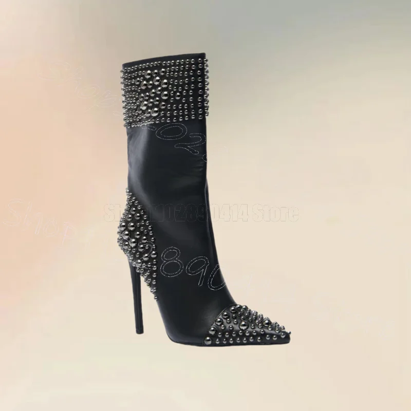 Silver Round Rivets Black Pointed Toe Boots Side Zipper Women Shoes Thin High Heels Party Dating Feast 2026 Zapatos Para Mujere
Silver Round Rivets Black Pointed Toe Boots Side Zipper Women Shoes Thin High Heels Party Dating Feast 2026 Zapatos Para Mujere