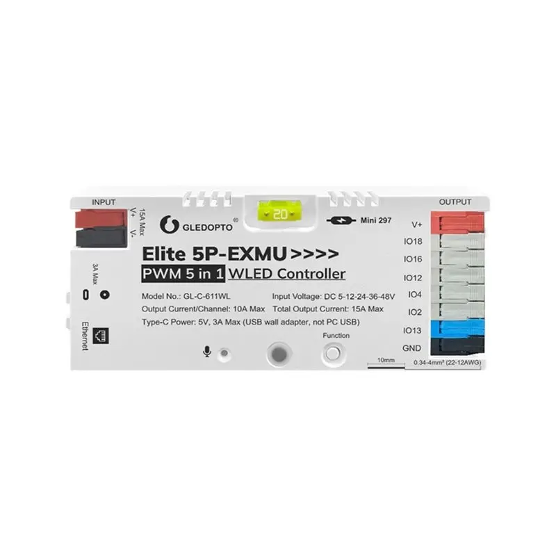 ABSY GLEDOPTO PWM 5-In-1 WLED Controller Elite 5P-EXMU DC 5-48V 15A RGBCCT/RGBW/RGB/CCT Dimmer Wifi+ Ethernet LED Strip Light Dr
ABSY GLEDOPTO PWM 5-In-1 WLED Controller Elite 5P-EXMU DC 5-48V 15A RGBCCT/RGBW/RGB/CCT Dimmer Wifi+ Ethernet LED Strip Light Dr