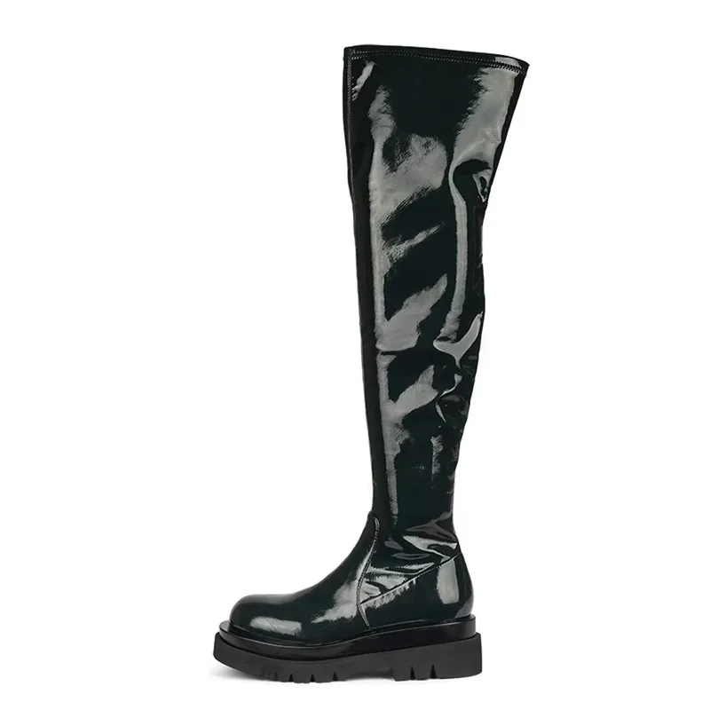 New Autumn Women's Fashion Knee Boots Round Head Flat Bottom Leather Boots Elastic Leather And Thigh Thin Boots Green Large 43
New Autumn Women's Fashion Knee Boots Round Head Flat Bottom Leather Boots Elastic Leather And Thigh Thin Boots Green Large 43