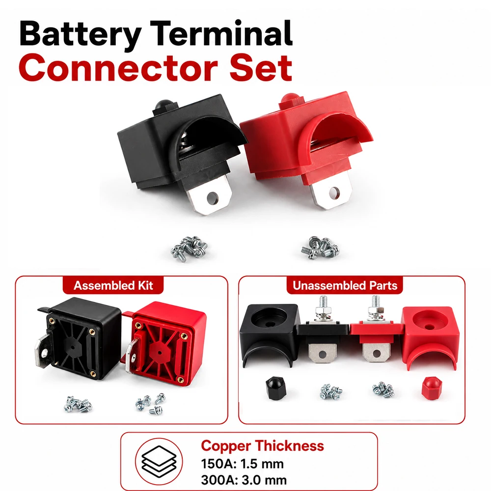 150A 300A M8 Through Wall Battery Terminal Pure Copper High Current Connector Pair for RV Solar Lithium Energy Storage Inverter
150A 300A M8 Through Wall Battery Terminal Pure Copper High Current Connector Pair for RV Solar Lithium Energy Storage Inverter