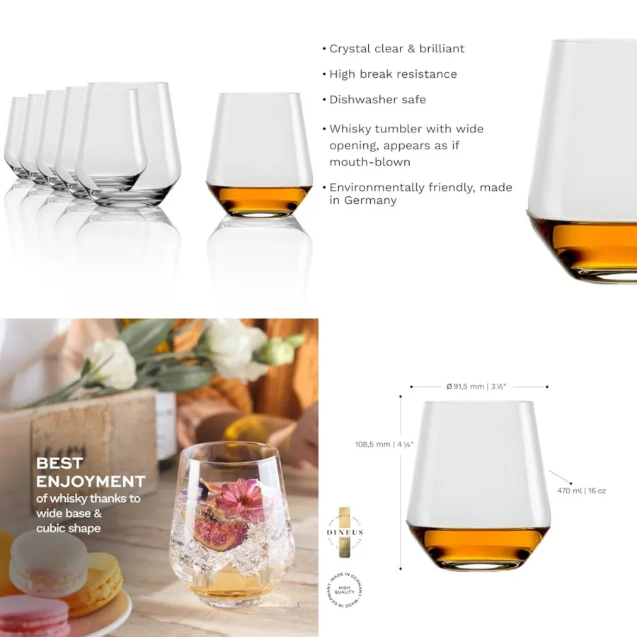 Quatrophil Whisky Glasses D.O.F. Set of 6, Premium Tumblers in Timeless Design LeadFree Crystal Dishwasher Shock Resistant, Mad
Quatrophil Whisky Glasses D.O.F. Set of 6, Premium Tumblers in Timeless Design LeadFree Crystal Dishwasher Shock Resistant, Mad
