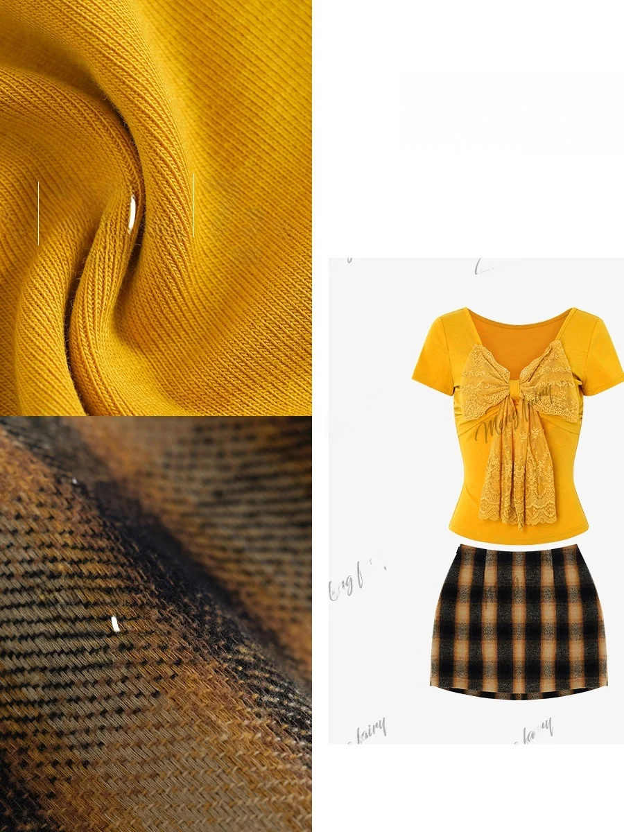 Cute Face Hero Summer Hot Knot Top 100 Cotton Mixed Cotton Plaid Half Skirt Women's Fashion Set Summer Outfit
Cute Face Hero Summer Hot Knot Top 100 Cotton Mixed Cotton Plaid Half Skirt Women's Fashion Set Summer Outfit