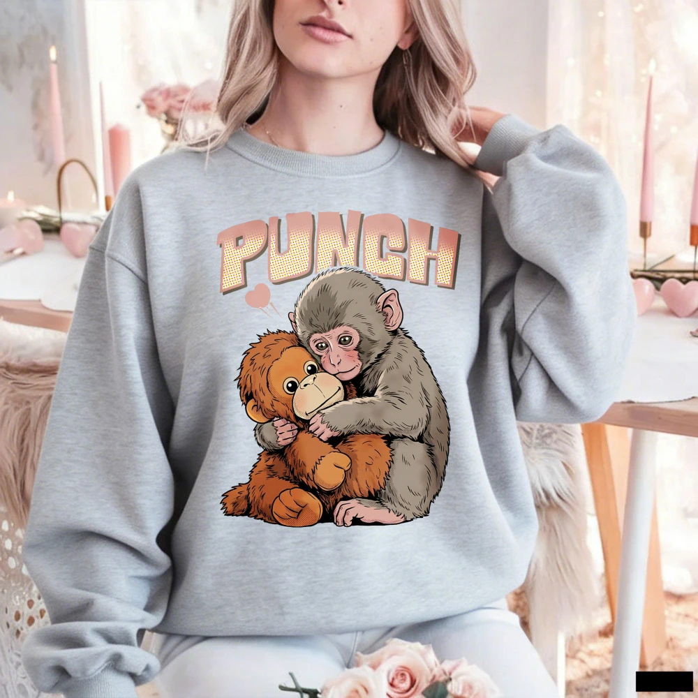 Punch Monkey Hug Sweatshirt Cute Monkey Holding Toy Crewneck Retro Cartoon Animal Pullover Sweet Monkey Lover Gift for Men Women
Punch Monkey Hug Sweatshirt Cute Monkey Holding Toy Crewneck Retro Cartoon Animal Pullover Sweet Monkey Lover Gift for Men Women
