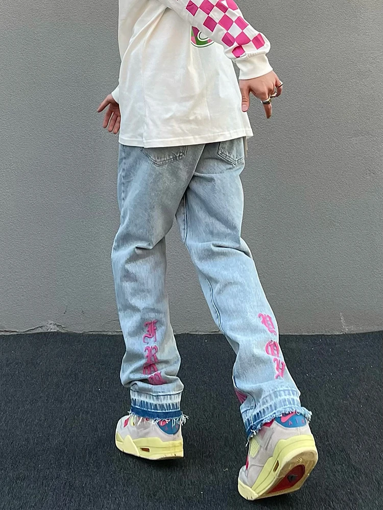 American High Street Pink Embroidered Washed Jeans Men's Trendy Old Pants Loose Straight Draping Pants
American High Street Pink Embroidered Washed Jeans Men's Trendy Old Pants Loose Straight Draping Pants