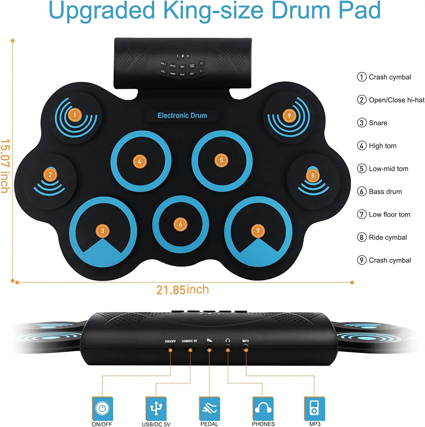 2025 Professional Roll-Up Electronic Drum Set 9 Pad Portable Kit for Adult Beginners
2025 Professional Roll-Up Electronic Drum Set 9 Pad Portable Kit for Adult Beginners