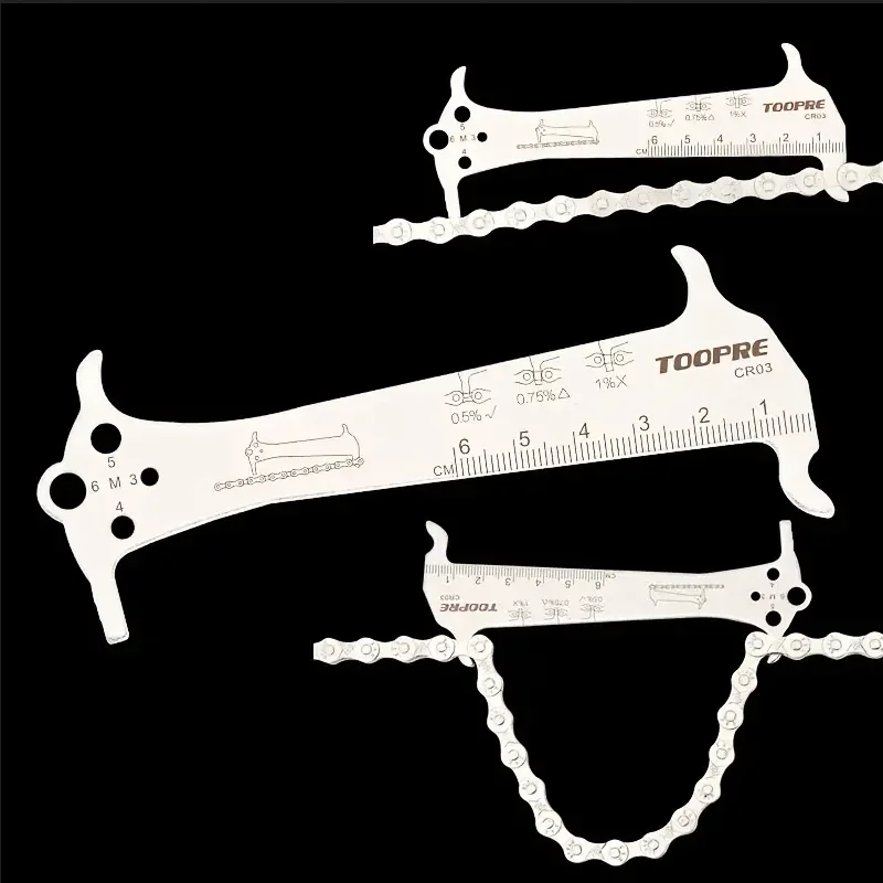 Bicycle Chain Wear Indicator Ruler Repair Tool Stainless Steel Mountain Road Bike Chain Gauge Measurement Checker Screw Diameter
Bicycle Chain Wear Indicator Ruler Repair Tool Stainless Steel Mountain Road Bike Chain Gauge Measurement Checker Screw Diameter