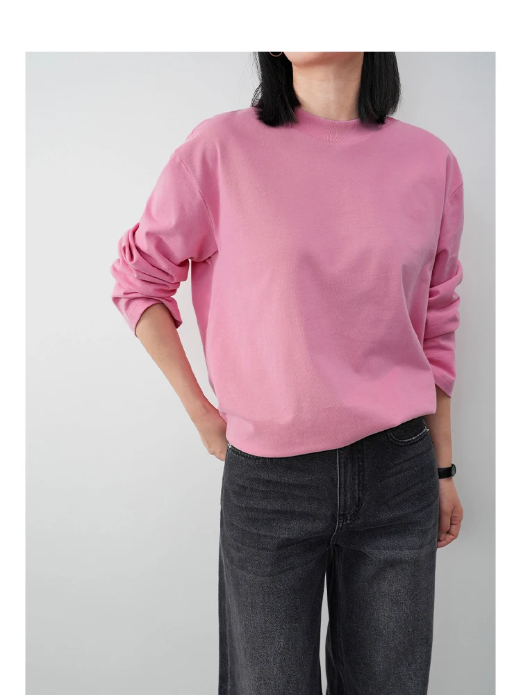Minimalist Long Sleeve T-Shirt with Shoulder Drape in Long Velvet Cotton Basic Series Women's Loose Fit round Neck Top
Minimalist Long Sleeve T-Shirt with Shoulder Drape in Long Velvet Cotton Basic Series Women's Loose Fit round Neck Top