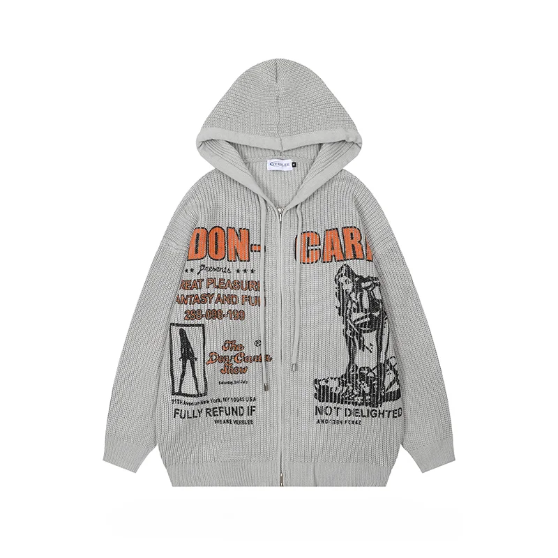 Women's Hooded Long-sleeved Letter Print Knitted Cardigan Trendy Street Autumn Lazy Style Casual Loose Versatile Sweater Jackets
Women's Hooded Long-sleeved Letter Print Knitted Cardigan Trendy Street Autumn Lazy Style Casual Loose Versatile Sweater Jackets