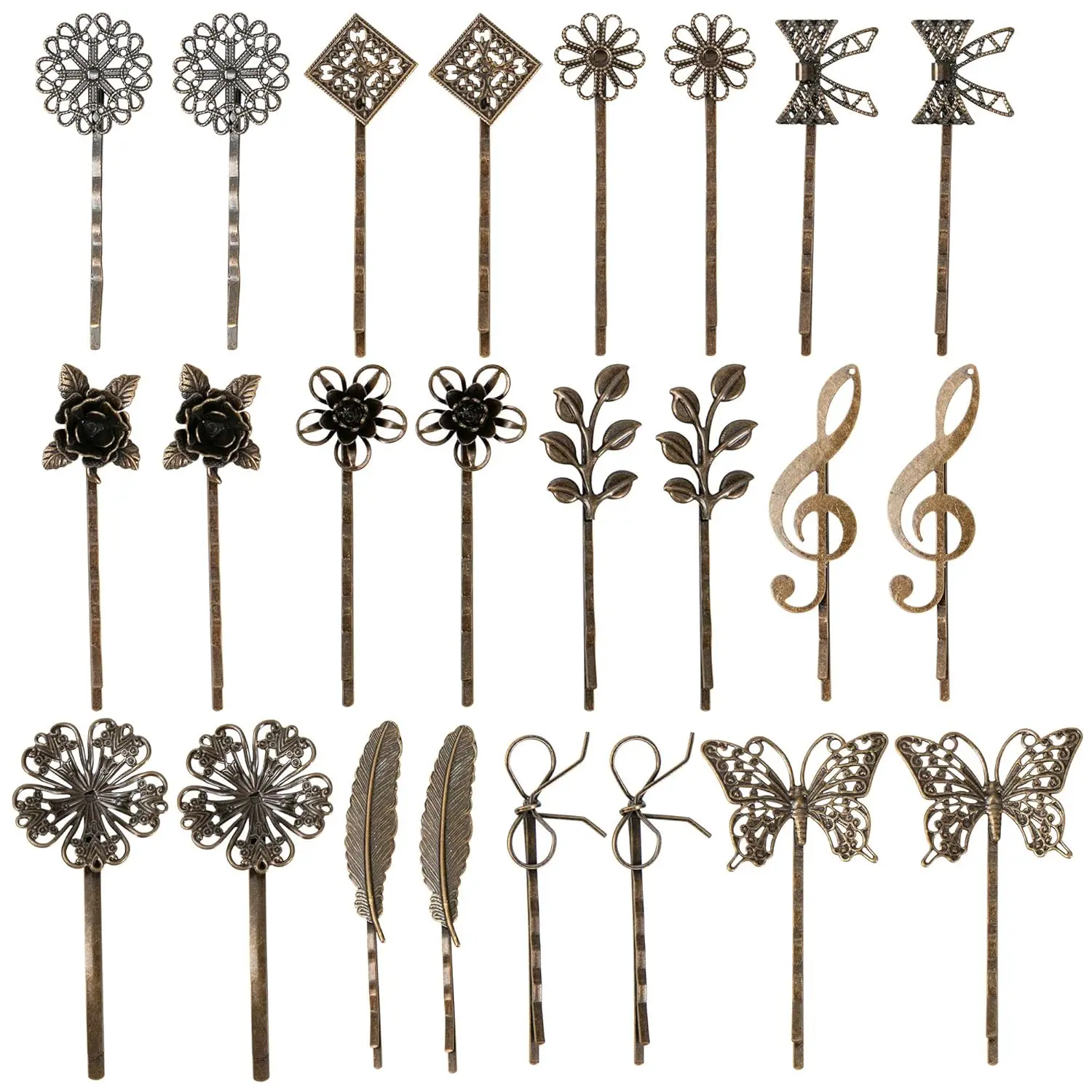 Vintage Bronze Leaf Flower Butterfly Hair Pins, 24 Pack Decorative Bobby Pins for Women Girls
Vintage Bronze Leaf Flower Butterfly Hair Pins, 24 Pack Decorative Bobby Pins for Women Girls