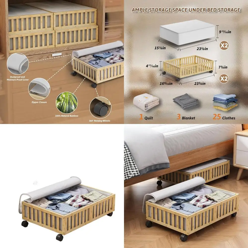 Rolling Underbed Storage Boxes with Wheels, 2-Piece Set for Shoes, Clothes, and Bedding Organization
Rolling Underbed Storage Boxes with Wheels, 2-Piece Set for Shoes, Clothes, and Bedding Organization