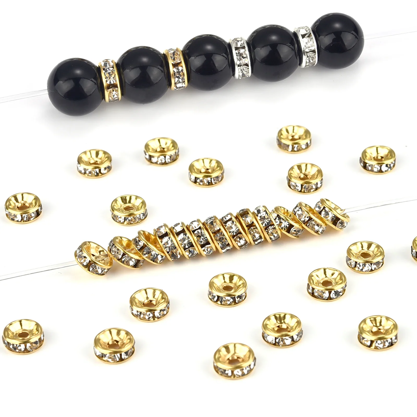 50pcs/Lot Gold Silver Color Rhinestone Spacer Bead For Jewelry Making DIY Bracelet Necklace Made 6/8mm Crystal Spacer Beads Kit
50pcs/Lot Gold Silver Color Rhinestone Spacer Bead For Jewelry Making DIY Bracelet Necklace Made 6/8mm Crystal Spacer Beads Kit