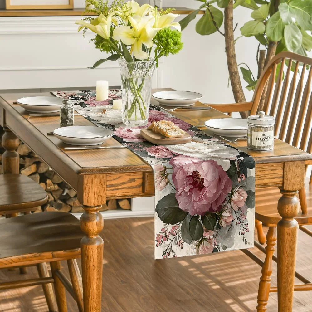 Peony Wedding Table Runner - 1PC Pink White Romantic Floral Vintage Garden Clear Print Cover for Bridal Engagement
Peony Wedding Table Runner - 1PC Pink White Romantic Floral Vintage Garden Clear Print Cover for Bridal Engagement