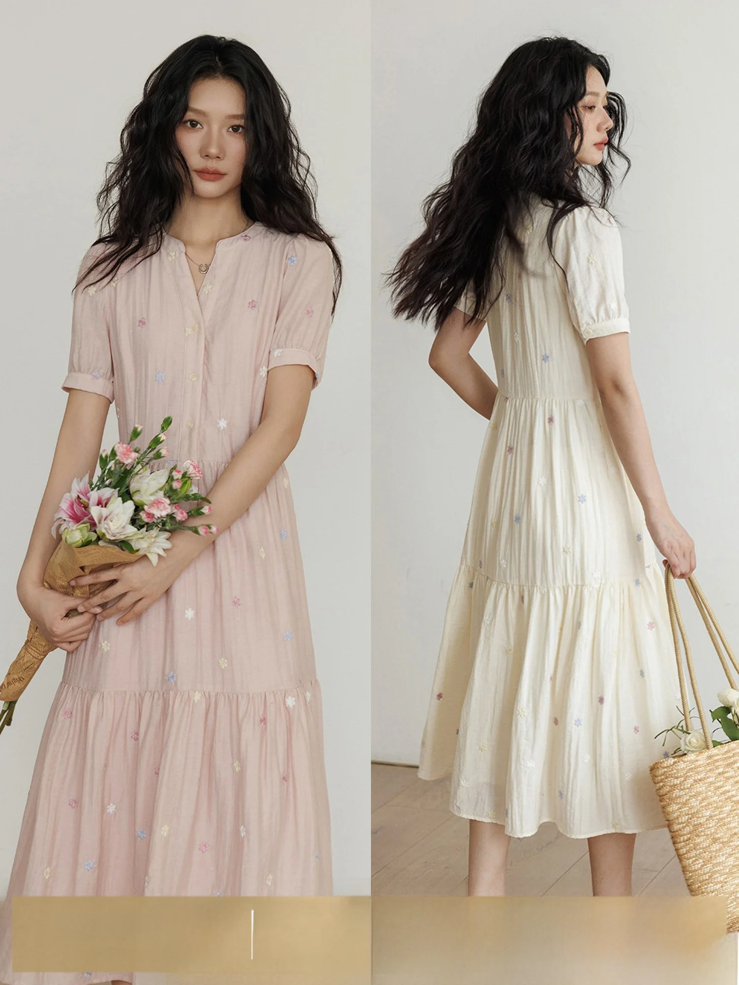 Vastand Women's Short Sleeve V-Neck Embroidered Slimming Dress A-Line Summer Casual High Waist Long Dress
Vastand Women's Short Sleeve V-Neck Embroidered Slimming Dress A-Line Summer Casual High Waist Long Dress