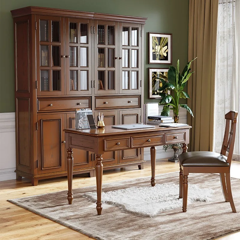 American country solid wood desk and chair combination European computer desk simple desk study table bedroom dresser
American country solid wood desk and chair combination European computer desk simple desk study table bedroom dresser