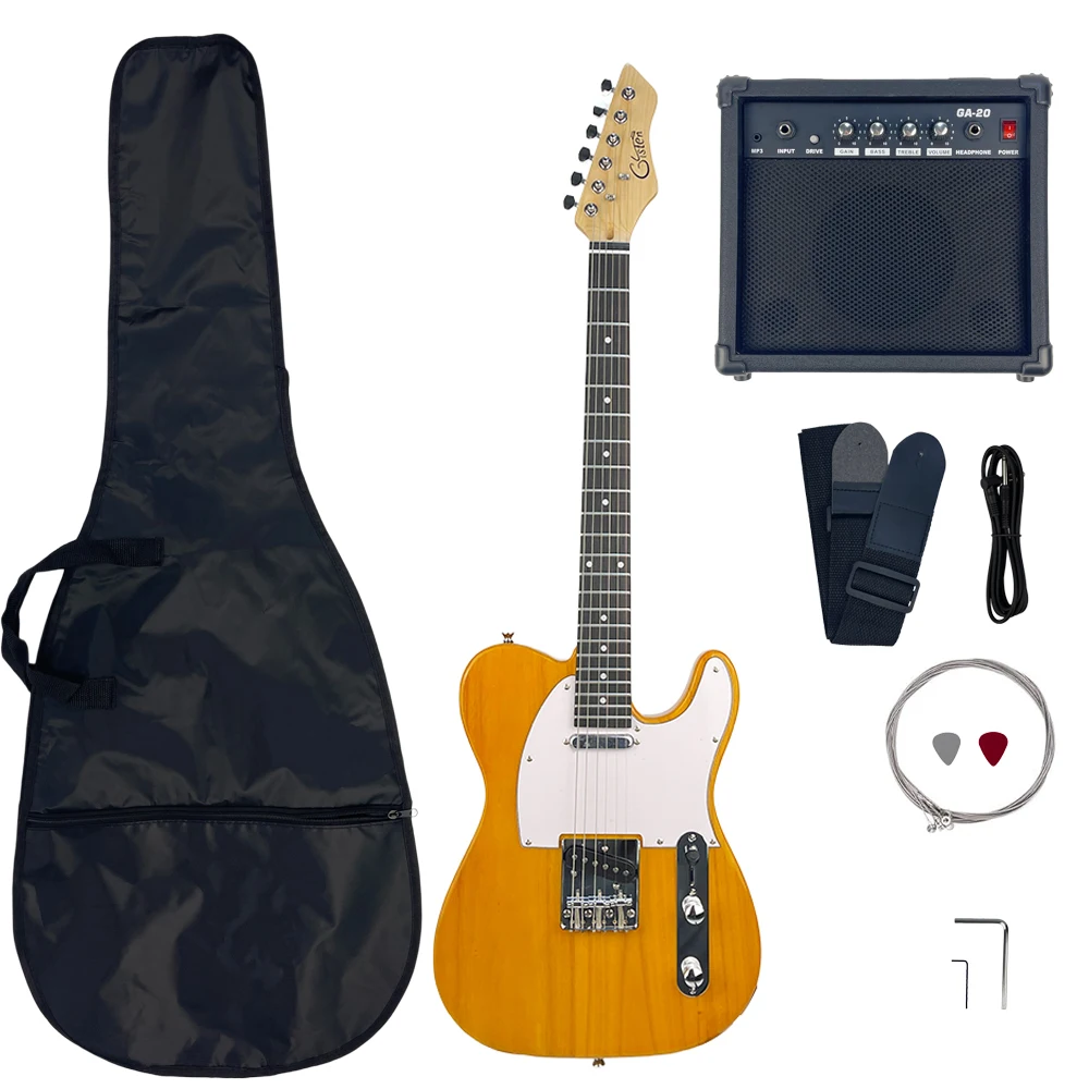 Yellow 6-String 24-Fret Electric Guitar Set with Cable and Accessories
Yellow 6-String 24-Fret Electric Guitar Set with Cable and Accessories