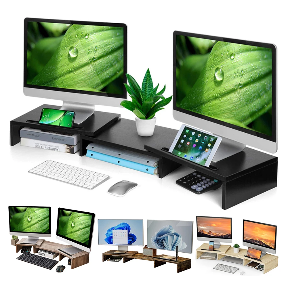 Dual Monitor Stand Riser Desktop Organizer Adjustable Length & Swivel Angle Desk Stand for Laptop Printer Home Office
Dual Monitor Stand Riser Desktop Organizer Adjustable Length & Swivel Angle Desk Stand for Laptop Printer Home Office