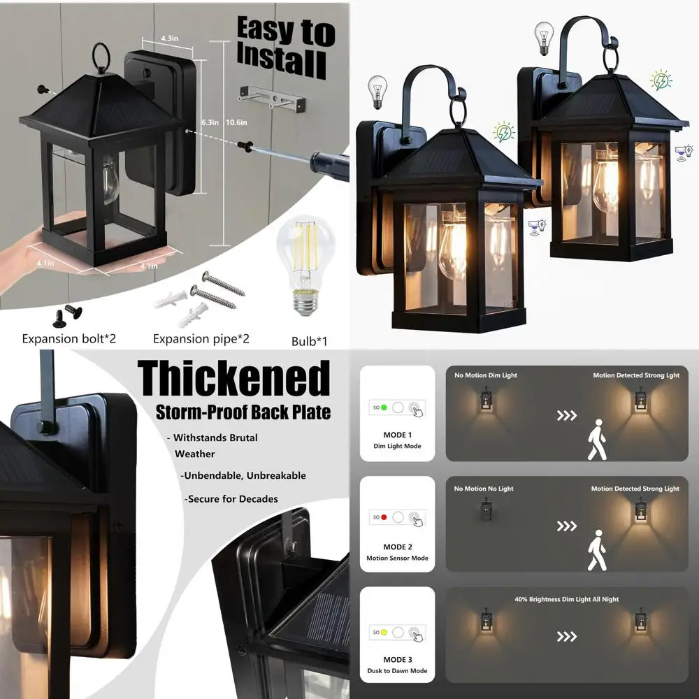 Солнечные наружные настенные светильники с датчиком движения, 3000K, лампа 26 Вт в комплекте, водонепроницаемость, от сумерения до рассвета, 3 режима, подходит для забора и
Солнечные наружные настенные светильники с датчиком движения, 3000K, лампа 26 Вт в комплекте, водонепроницаемость, от сумерения до рассвета, 3 режима, подходит для забора и