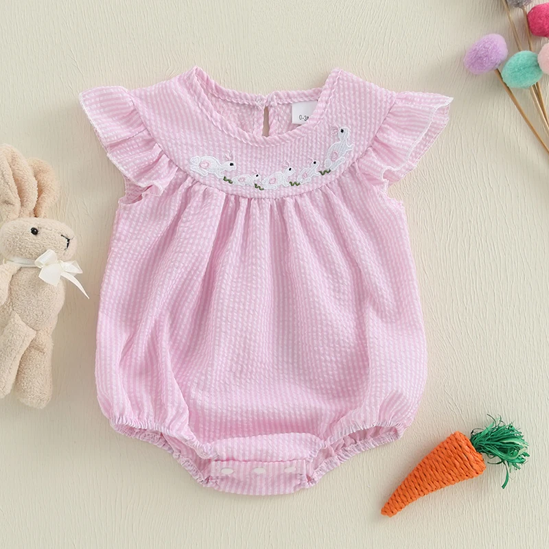 Suefunskry Baby Girl Easter Casual Romper Flying Sleeve O-Neck Cute Bunny Embroidery Striped Romper
Suefunskry Baby Girl Easter Casual Romper Flying Sleeve O-Neck Cute Bunny Embroidery Striped Romper