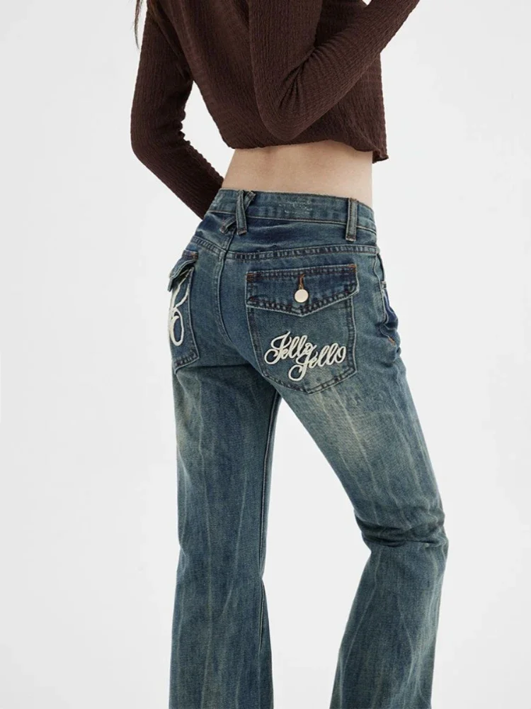 American Retro Low Rise Cowboy Jeans Women 90s Harajuku Y2k Embroidered Mopping Flared Pants High Street Babes Slim Trousers New
American Retro Low Rise Cowboy Jeans Women 90s Harajuku Y2k Embroidered Mopping Flared Pants High Street Babes Slim Trousers New