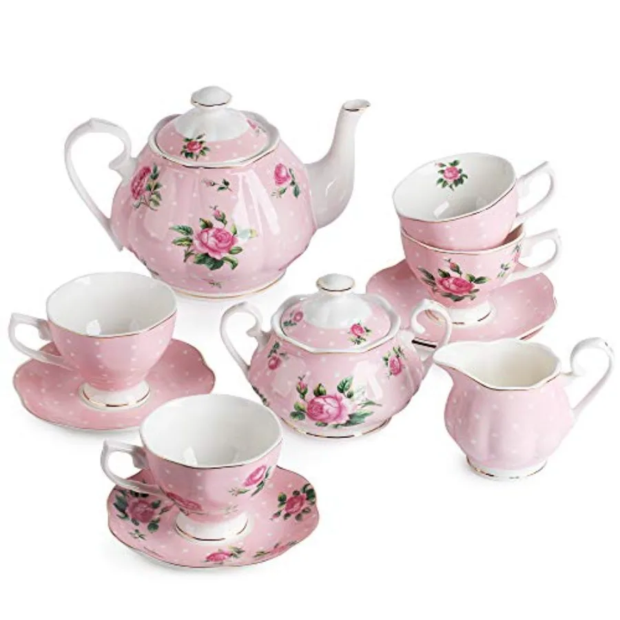 BTaT- Floral Tea Sets for Adults 13 pcs Service for 4 Pot 38 oz and Cups (8 oz) with Saucers Pastel Floral Design with Gift Box
BTaT- Floral Tea Sets for Adults 13 pcs Service for 4 Pot 38 oz and Cups (8 oz) with Saucers Pastel Floral Design with Gift Box