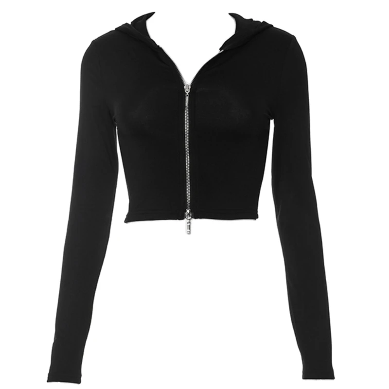 Women's Long Sleeve Hooded T-shirt Tees Zipper Bodycon Crop Tops Streetwear 066C
Women's Long Sleeve Hooded T-shirt Tees Zipper Bodycon Crop Tops Streetwear 066C