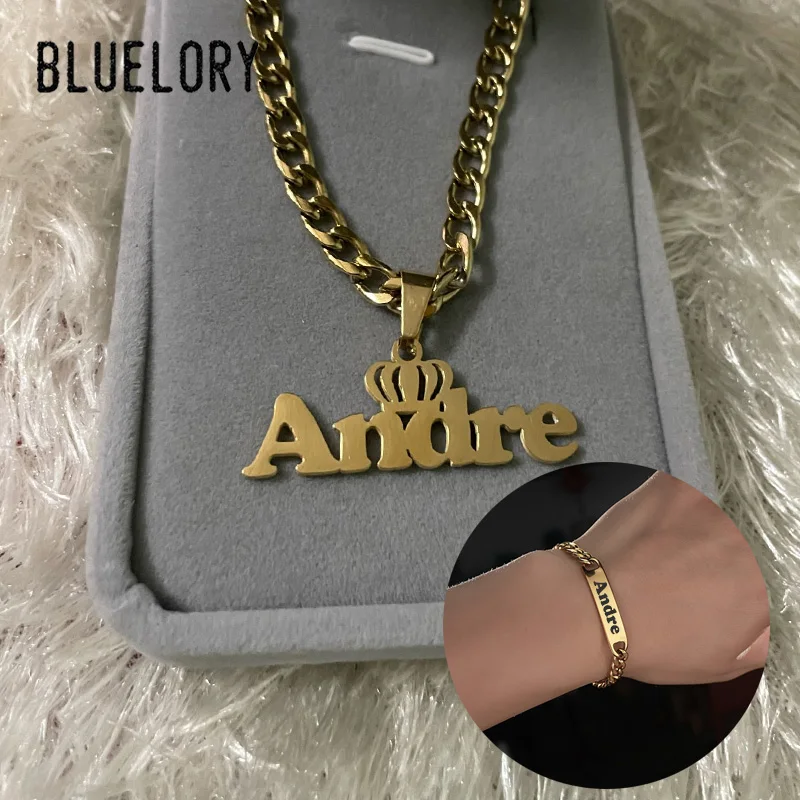 Bluelory Custom Letter Set For Men Stainless Steel Personalized Name Big Pendant Necklace And Cuban Chain Bracelet Jewelry Gift
Bluelory Custom Letter Set For Men Stainless Steel Personalized Name Big Pendant Necklace And Cuban Chain Bracelet Jewelry Gift