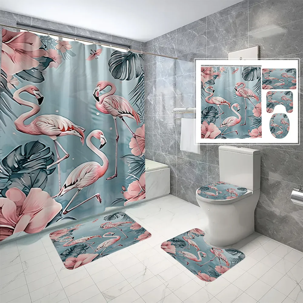 4-Piece Flame Bird Shower Set - Digital Printed Polyester, Bathroom Curtains and Dividers, Non-porous Design, Modern Decor
4-Piece Flame Bird Shower Set - Digital Printed Polyester, Bathroom Curtains and Dividers, Non-porous Design, Modern Decor