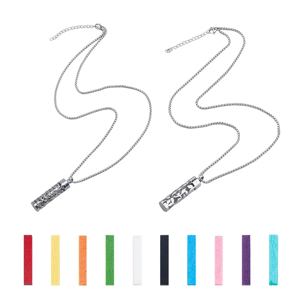 2Sets 2 Styles Hollow Perfume Bottle Pendant Necklaces with Sponge Core 306 Stainless Steel Box Chain Necklaces Mixed Color
2Sets 2 Styles Hollow Perfume Bottle Pendant Necklaces with Sponge Core 306 Stainless Steel Box Chain Necklaces Mixed Color