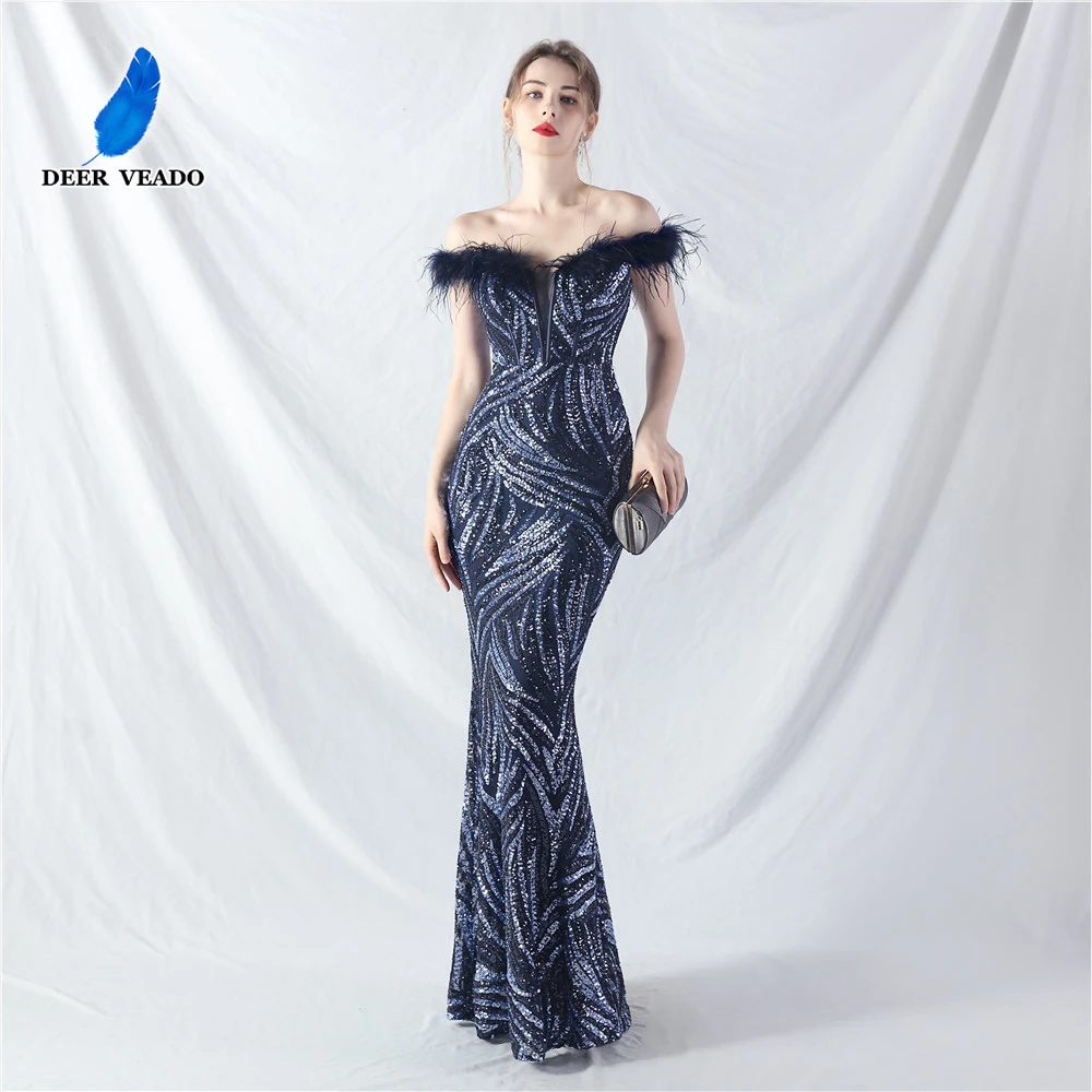 DEERVEADO Элегантное вечернее платье с открытыми плечами и пайетками для женщин, свадебное платье с перьями, платье для выпускного вечера
DEERVEADO Элегантное вечернее платье с открытыми плечами и пайетками для женщин, свадебное платье с перьями, платье для выпускного вечера
