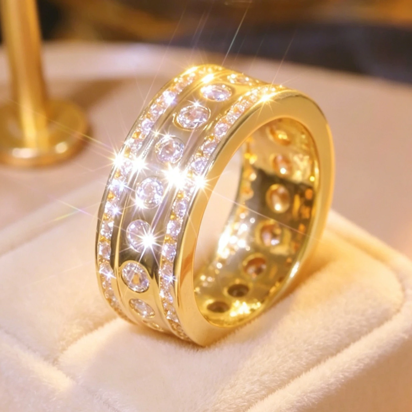 Multi Row Round Cut Cubic Zirconia Wide Eternity Band Sparkling Wedding Band For Women Valentine's Day Christmas Birthday Anniversary Gift
Multi Row Round Cut Cubic Zirconia Wide Eternity Band Sparkling Wedding Band For Women Valentine's Day Christmas Birthday Anniversary Gift