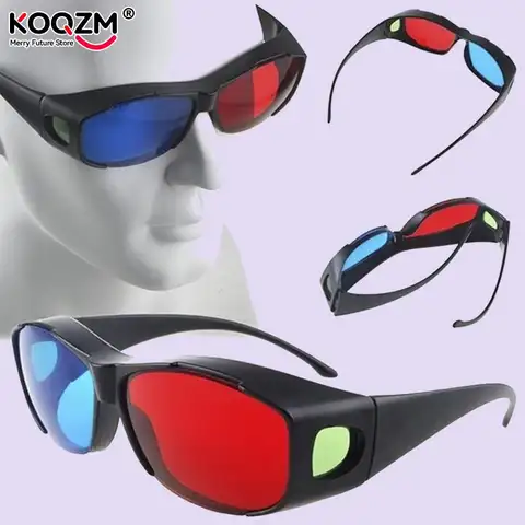 Gafas 3D Con montura negra, color rojo y azul para juegos de TV, películas y DVD, 1 unidad