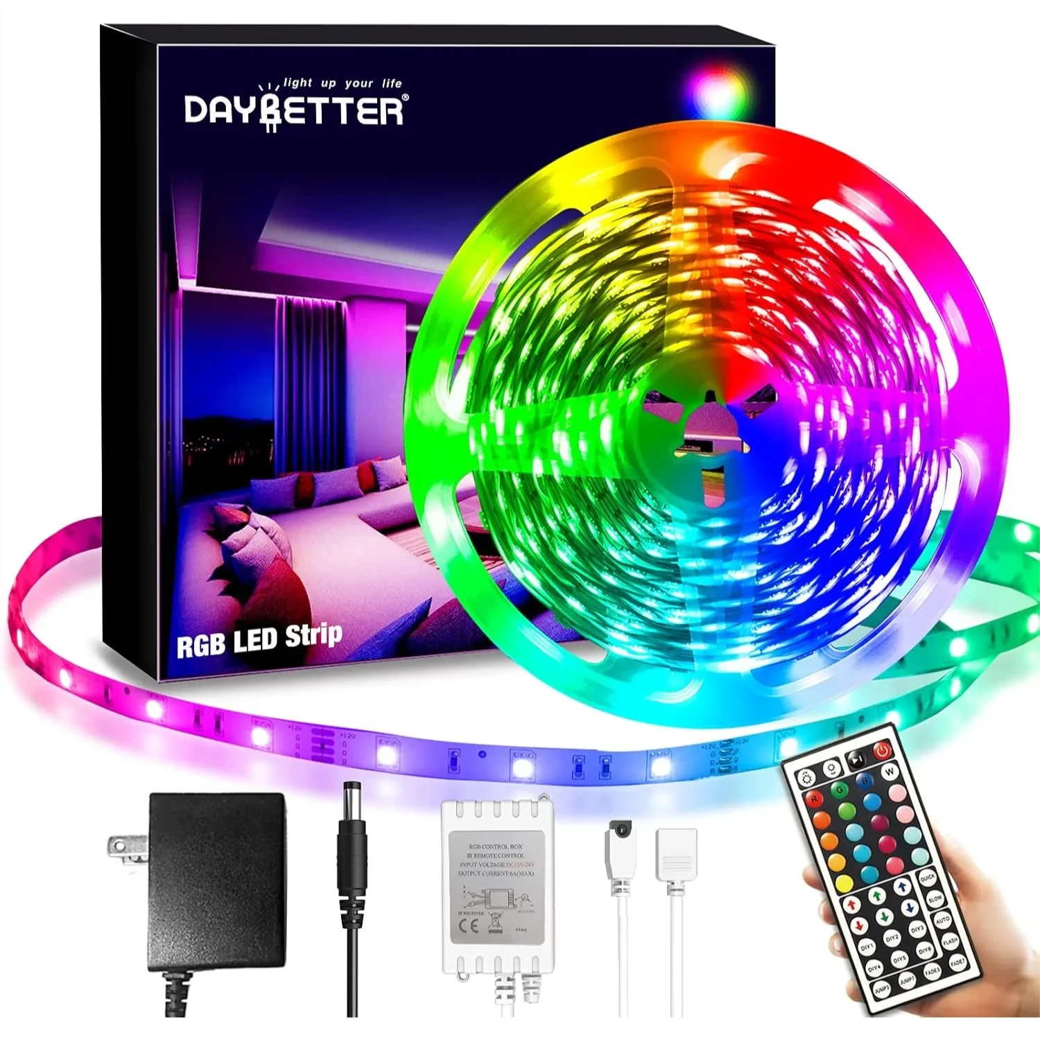 SMD 5050 RGB LED Strip Lights 20ft with Remote Control for Room Bedroom Home Decor
SMD 5050 RGB LED Strip Lights 20ft with Remote Control for Room Bedroom Home Decor
