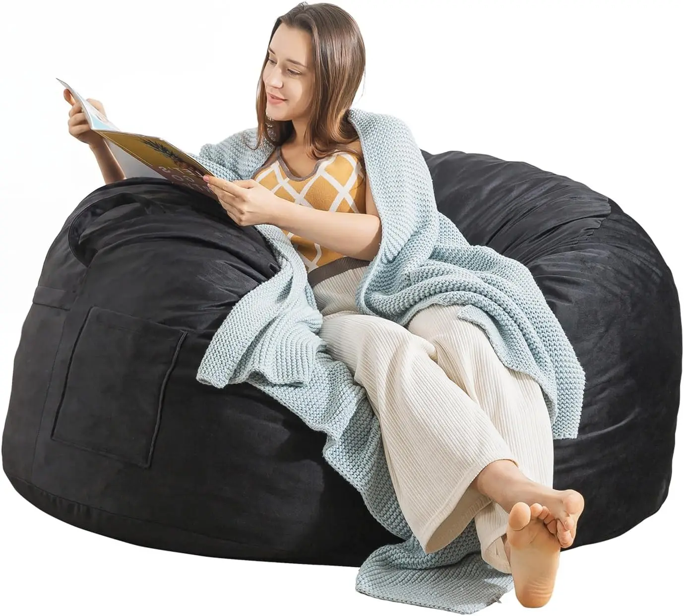 Bean Bag Chair, Memory Foam Bean Bag Chairs for Adults, Soft Velvet Cover, Stylish Beanbag Sofa for Living Room, Convenient Pocket & Pull-Handle Design - 3 Foot, Black
Bean Bag Chair, Memory Foam Bean Bag Chairs for Adults, Soft Velvet Cover, Stylish Beanbag Sofa for Living Room, Convenient Pocket & Pull-Handle Design - 3 Foot, Black