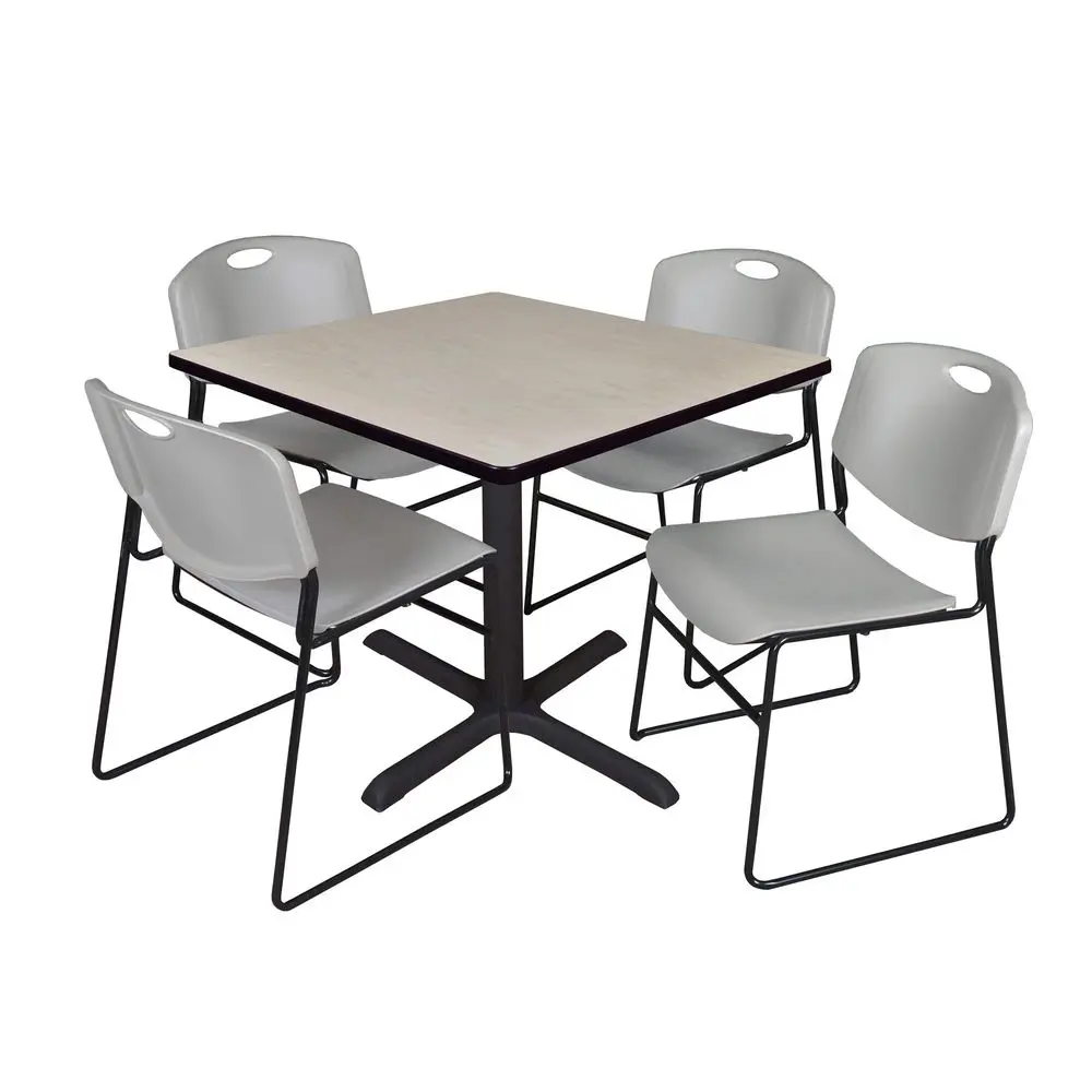 36 Square Breakroom Table Maple amp 4 Zeng Stack Chairs Grey
36 Square Breakroom Table Maple amp 4 Zeng Stack Chairs Grey