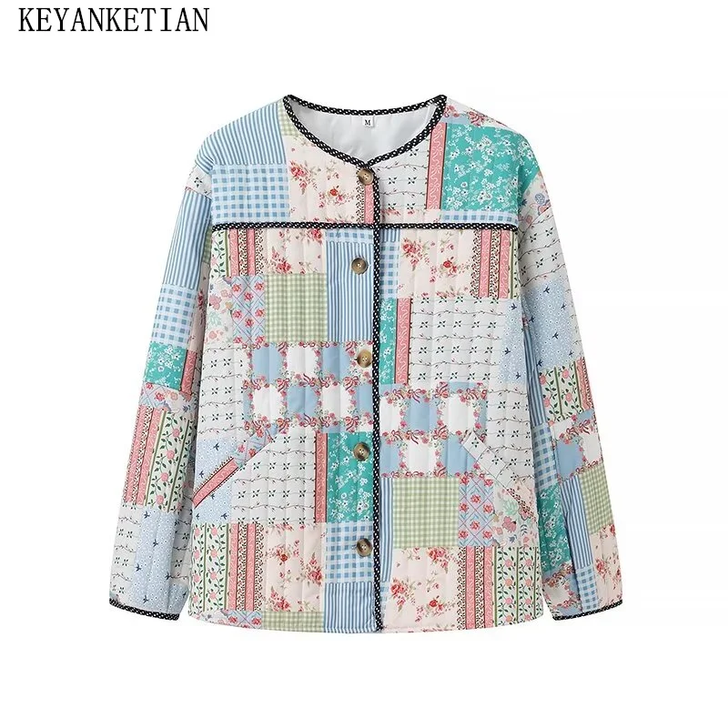 KEYANKETIAN 2024 Autumn/Winter New Women's Patchwork Print Cotton-padded clothes Retro style Single Breasted O-Neck Outerwear
KEYANKETIAN 2024 Autumn/Winter New Women's Patchwork Print Cotton-padded clothes Retro style Single Breasted O-Neck Outerwear