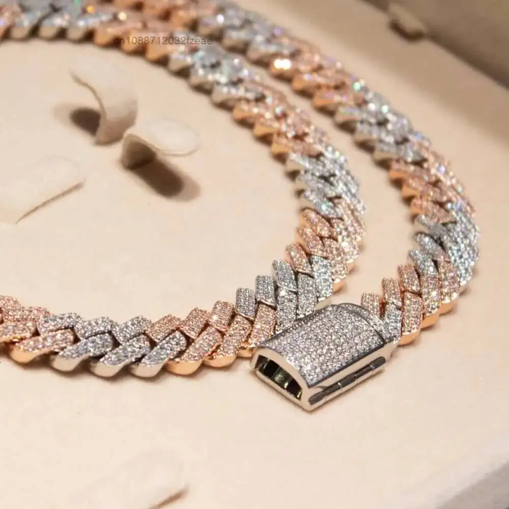 Luxury Sparkling Sterling Silver 15mm Two Tone Iced Vvs Moissanite Diamond Cuban Link Chain for Men.
Luxury Sparkling Sterling Silver 15mm Two Tone Iced Vvs Moissanite Diamond Cuban Link Chain for Men.