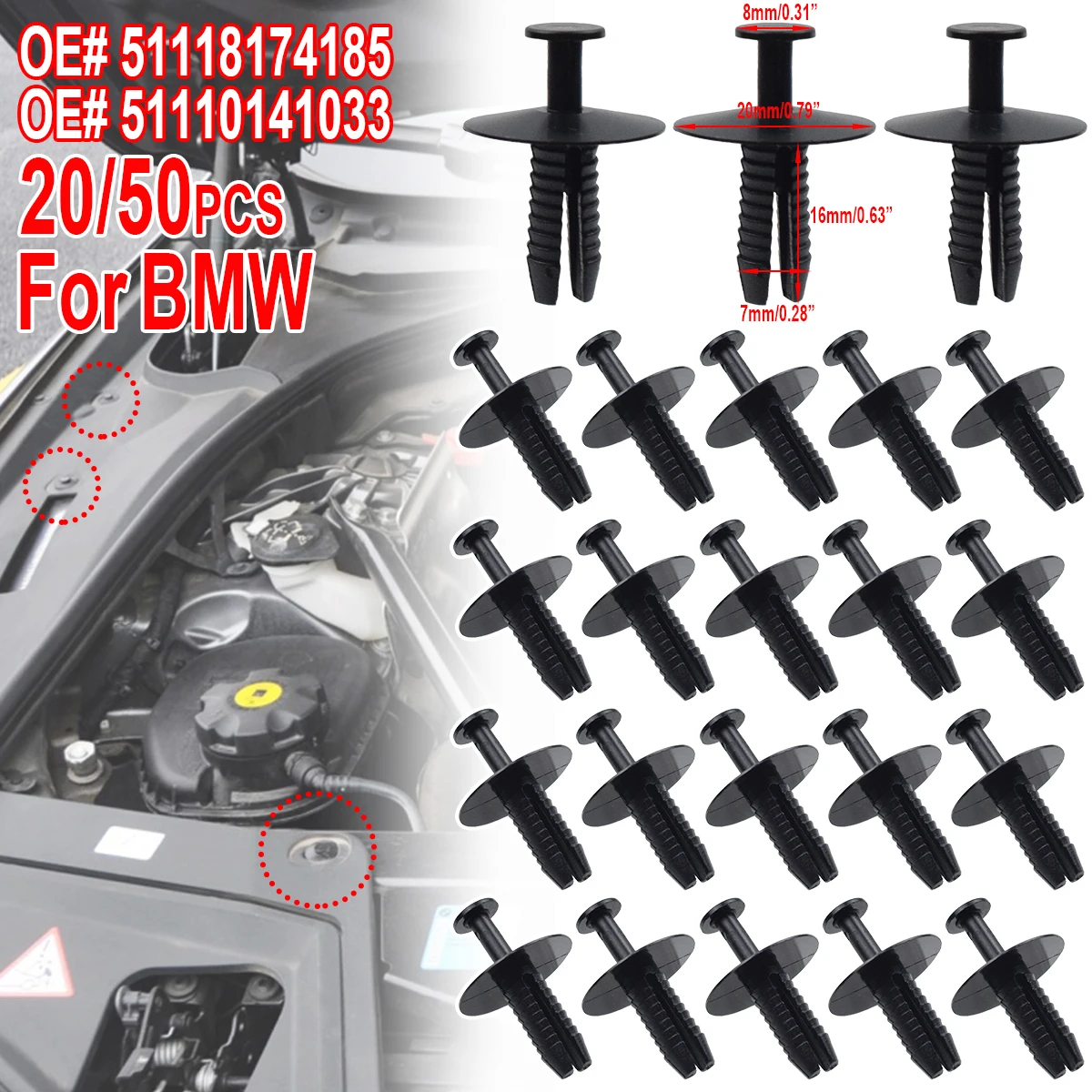 50/20Pcs Car Clips Bumper Fender Liner Wheel Arch Door Sill Clip For BMW E46 E93 E38 E65 E66 F07 F10 F11 X3 E83 E85 51118174185
50/20Pcs Car Clips Bumper Fender Liner Wheel Arch Door Sill Clip For BMW E46 E93 E38 E65 E66 F07 F10 F11 X3 E83 E85 51118174185