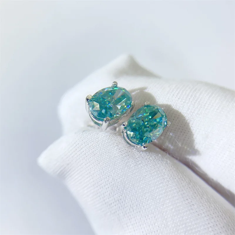925 Silver Blue Green Oval Moissanite Studs, VVS Fancy Color Hip Hop Earrings, Unisex Jewelry Gift
925 Silver Blue Green Oval Moissanite Studs, VVS Fancy Color Hip Hop Earrings, Unisex Jewelry Gift