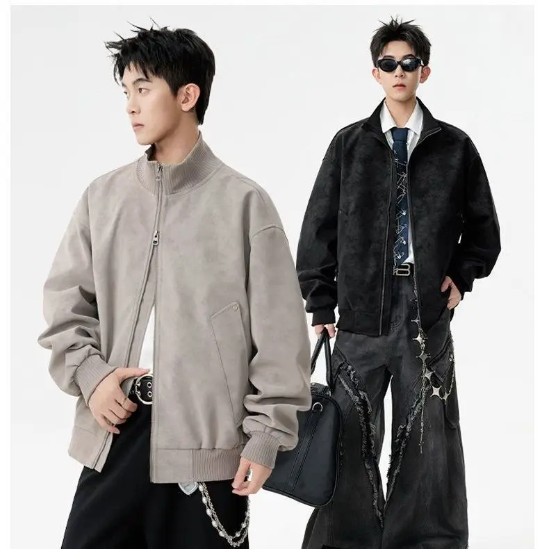 American Sle Men's Motorcycle Vintage PU Jaet Loose Fit Stand Collar Autumn New Faion Outerwear Leather Coat
American Sle Men's Motorcycle Vintage PU Jaet Loose Fit Stand Collar Autumn New Faion Outerwear Leather Coat