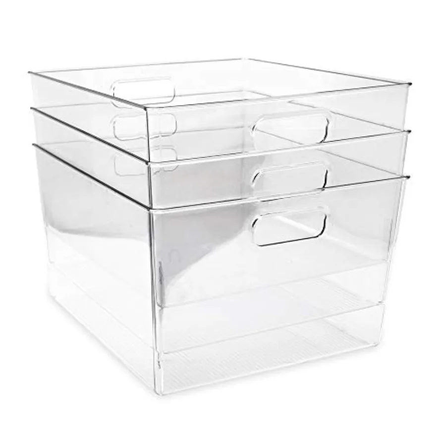 3-Pack XL Clear Storage Bins with Handles Plastic Organizer for Office Home Kitchen Pantry Closet Room Cube Shelf Non-Slip Cont
3-Pack XL Clear Storage Bins with Handles Plastic Organizer for Office Home Kitchen Pantry Closet Room Cube Shelf Non-Slip Cont