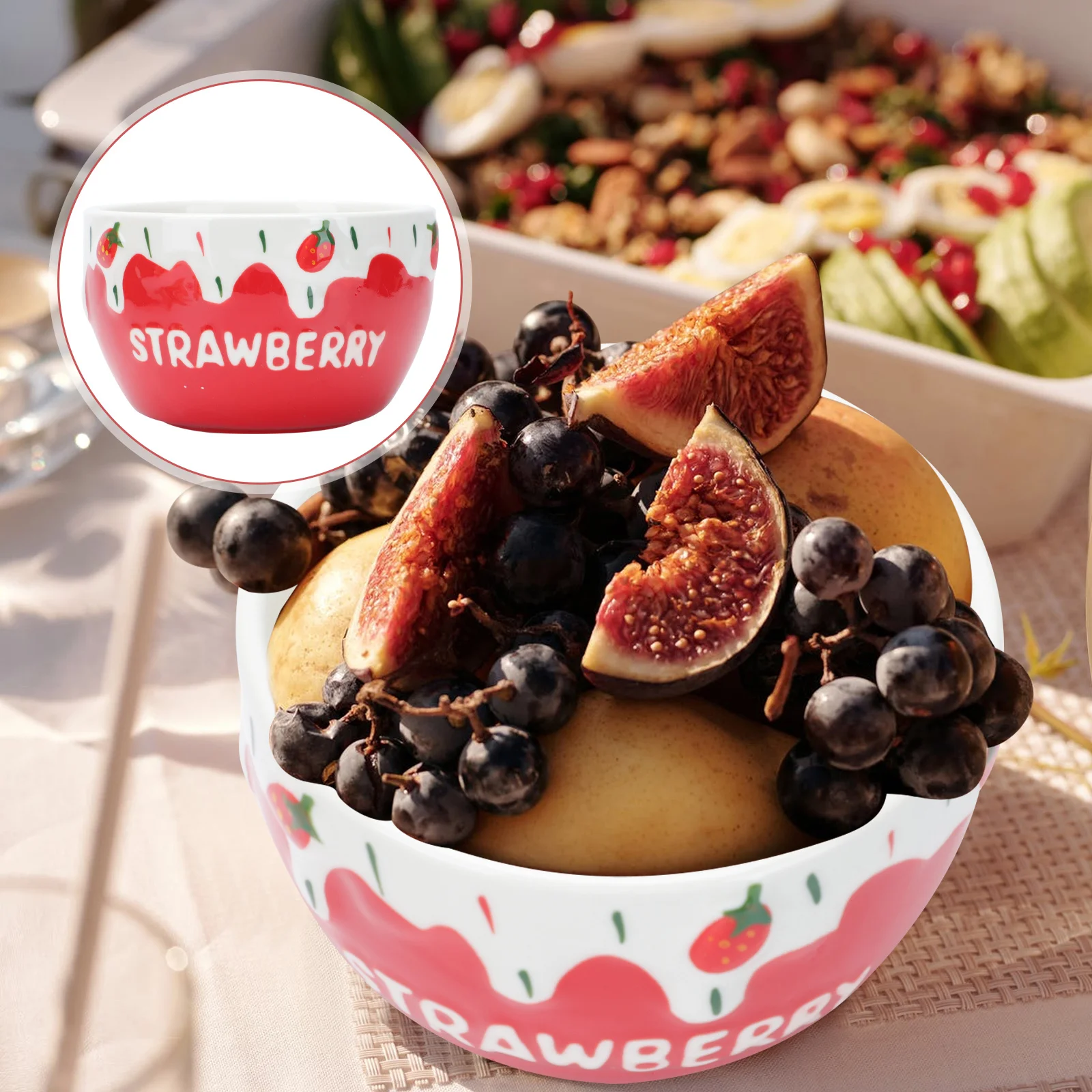 Очаровательная клубничная керамическая миска для кухни, домашнего использования, фрукты, закуски, суп, десерт, украшение для хранения, креативный дизайн 
Очаровательная клубничная керамическая миска для кухни, домашнего использования, фрукты, закуски, суп, десерт, украшение для хранения, креативный дизайн