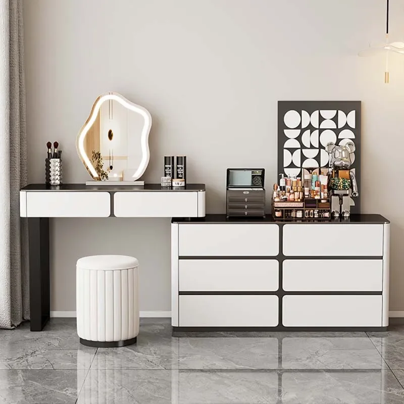 Эстетический черный стеклянный туалетный столик, табурет для хранения, зеркальные комоды, белый современный туалетный столик Para Maquillaje, мебель для спальни
Эстетический черный стеклянный туалетный столик, табурет для хранения, зеркальные комоды, белый современный туалетный столик Para Maquillaje, мебель для спальни