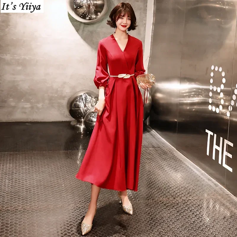 It's Yiiya Customized Evening Dress Wine Red Jersey V-neck 3/4 Sleeves A-line Ankle-length Plus size Woman Party Formal Gowns
It's Yiiya Customized Evening Dress Wine Red Jersey V-neck 3/4 Sleeves A-line Ankle-length Plus size Woman Party Formal Gowns