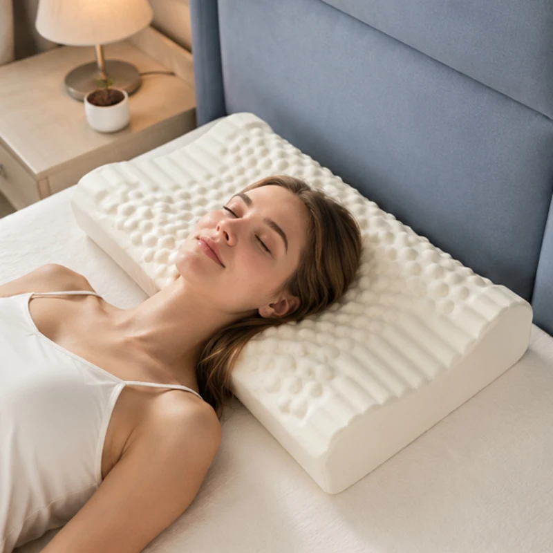 Thai natural latex sleep pillow ergonomic curve support soft breathable cushion ease neck soreness for adult daily bedtime rest
Thai natural latex sleep pillow ergonomic curve support soft breathable cushion ease neck soreness for adult daily bedtime rest