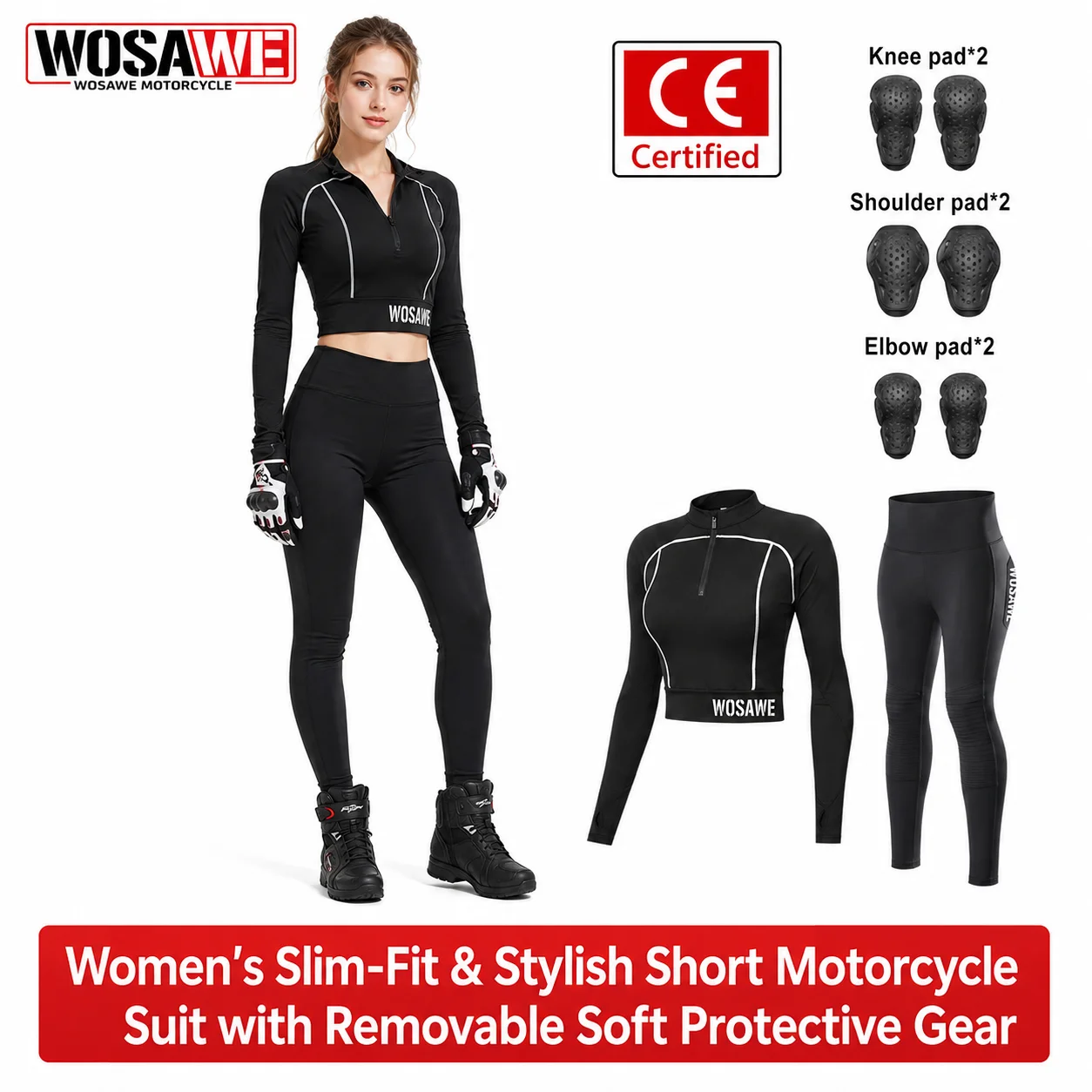 WOSAWE Women's Motorcycle Riding Suit Jacket Pants Set CE Certified Removable Shoulder Elbow Knee Pads High Waist Slim Fit
WOSAWE Women's Motorcycle Riding Suit Jacket Pants Set CE Certified Removable Shoulder Elbow Knee Pads High Waist Slim Fit