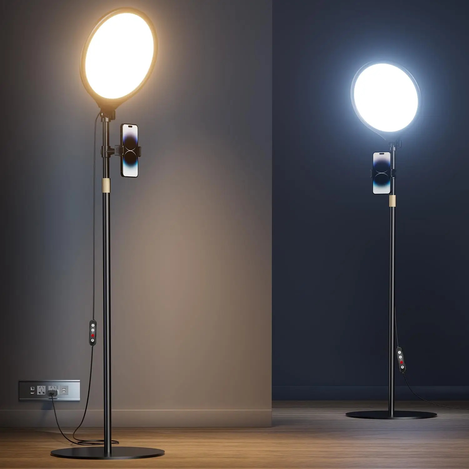 10.5" Ring Light with Stand and Phone Holder - 72" Tripod for iPhone with Light, Professional Led Ringlight for Video Re
10.5" Ring Light with Stand and Phone Holder - 72" Tripod for iPhone with Light, Professional Led Ringlight for Video Re