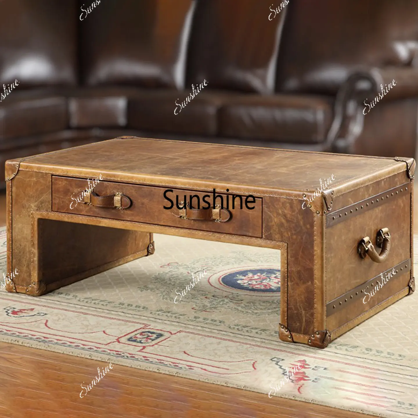 American leather case coffee table retro oil wax leather coffee table
American leather case coffee table retro oil wax leather coffee table