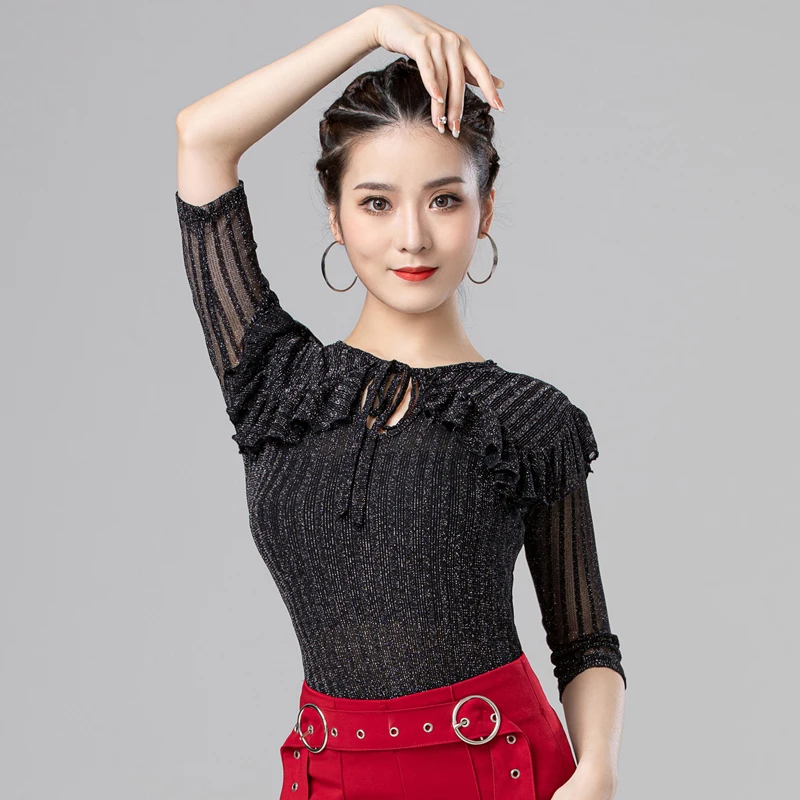 X147 Latin Dance Top Women Rumba Dancing Blouse Modern Dance Tops Waltz National Standard Dance Ruffle Top Training Clothes
X147 Latin Dance Top Women Rumba Dancing Blouse Modern Dance Tops Waltz National Standard Dance Ruffle Top Training Clothes