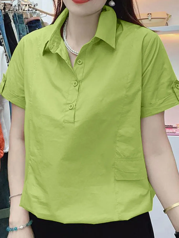 ZANZEA Fashion Summer Short Sleeve Blouse 2024 Stylish Solid Color Tops Tunic Casual Work Shirt Women Elegant Lapel Neck Blusas
ZANZEA Fashion Summer Short Sleeve Blouse 2024 Stylish Solid Color Tops Tunic Casual Work Shirt Women Elegant Lapel Neck Blusas